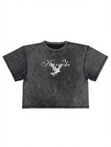 Cropped T-Shirt - Karachi- Charcoal